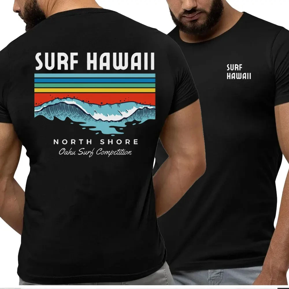

Гавайские традиции North Shore Hawaii Surfing Мужчины Женщины Белая футболка из 100% хлопка Удобная футболка для серфинга в пляжном стиле Топы