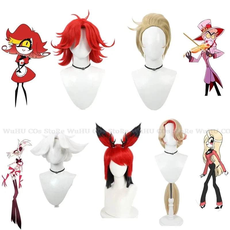 2025 yiyi ReadyStock-Hazbin Hotel Dust Lilith Niffty Angel Emily Vrouwen Mannen Halloween Cosplay Pruik C