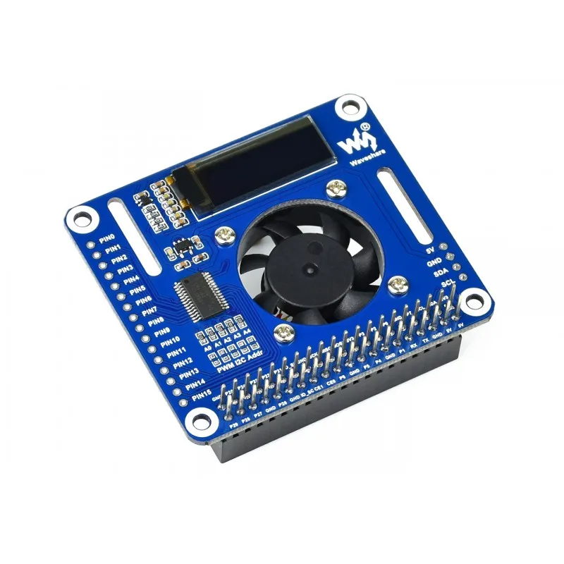 

PWM Controlled Fan HAT for Raspberry Pi, I2C, Temperature Monitor