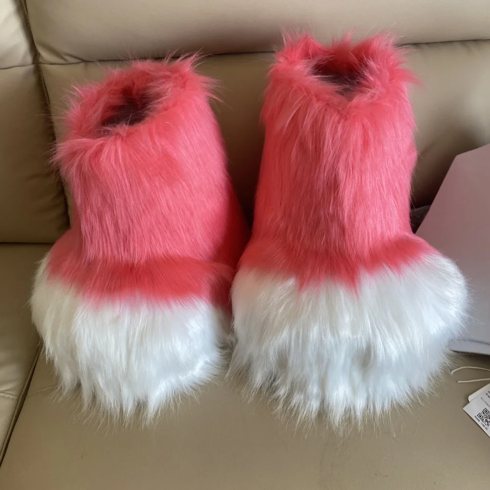 Kig Fursuit-zapatos peludos con forma de pata para Cosplay, botas de gato de Rubbit, lindo y esponjoso, Manga de Animal, disfraz usable para fiesta, novedad