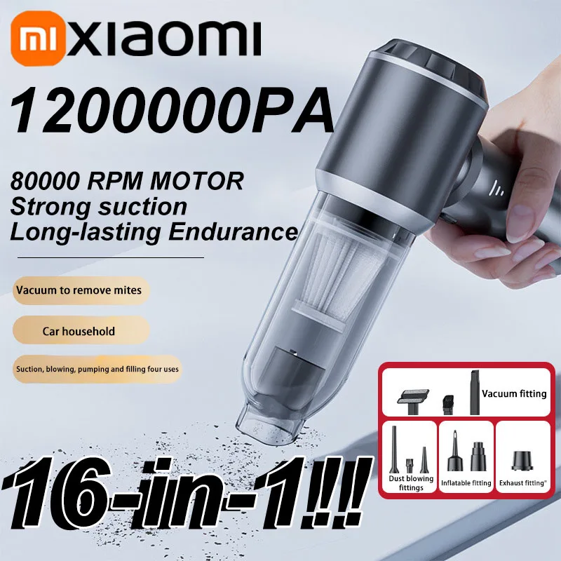 Xiaomi Car Vacuum Cleaner 1200000PA Highly Strong Suction Blow Fourfold-use Wireless Vehicle Vacuum Cleaner Mini For Wet And Dry