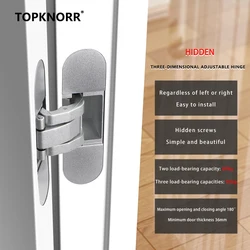 Invisible door hinges open internally and externally to hide three-dimensional adjustable stacked doors cross hidden door hinges