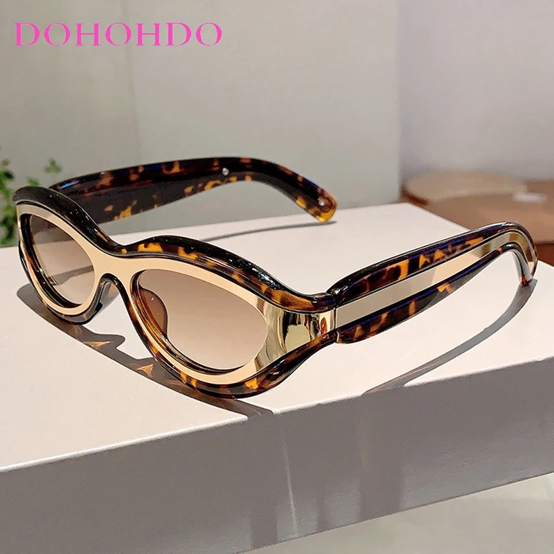 

New Fashion Oval Cat Eye Sunglasses Women Men Leopard Black Frame Lens Vintage Luxury Brand Designer Casual Sun Protect UV400