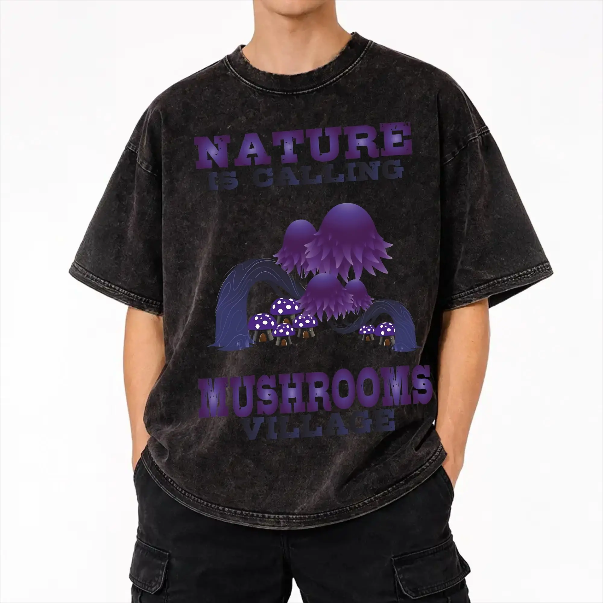 Summer Mushrooms Are Calling Washed Shirt Accessories Oversize T-Shirts  for Men Women Tees