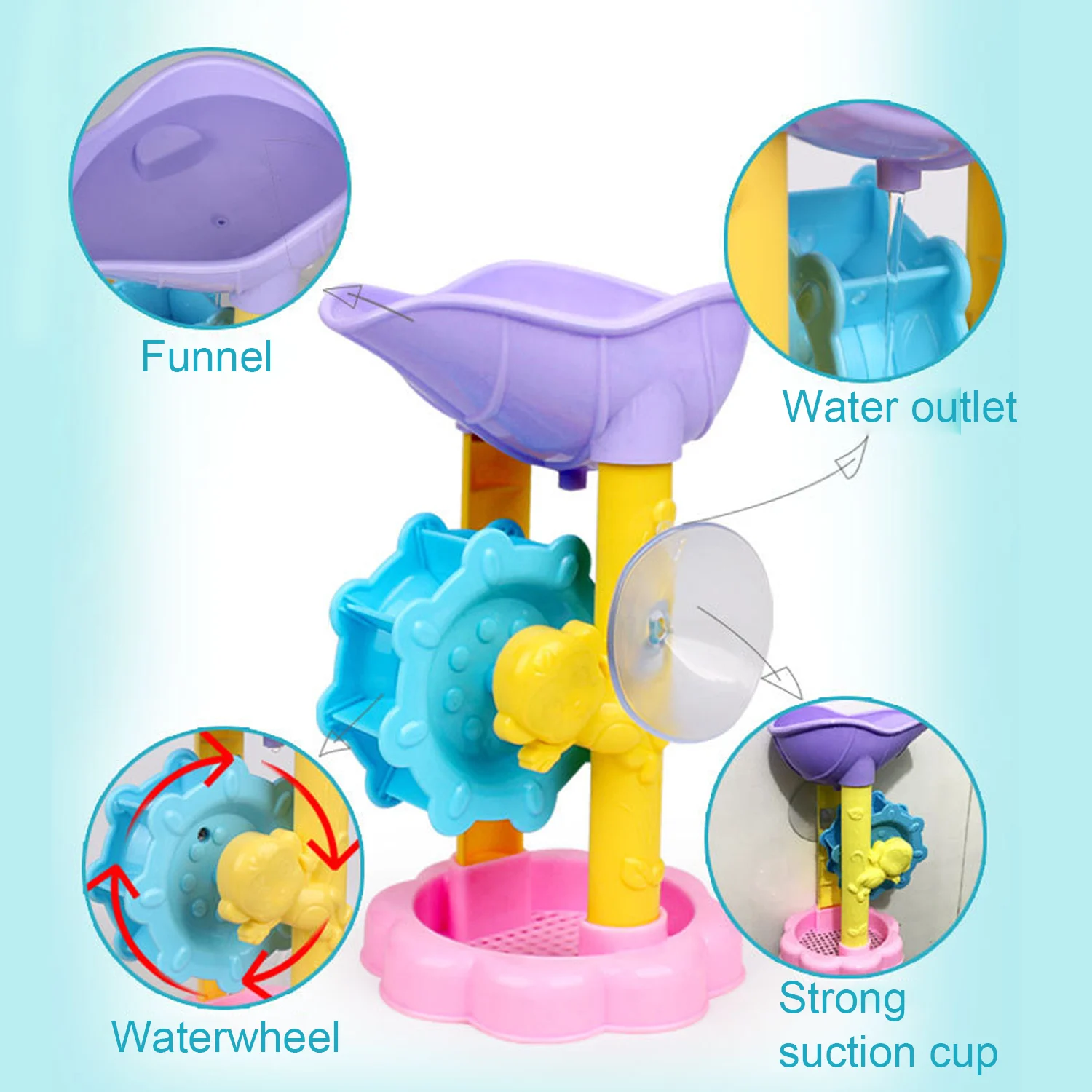 Waterwheel banho brinquedos conjunto para crianças banheiro jogo cor aleatória interativo piglet elefante chuveiro rega pode brinquedos de água