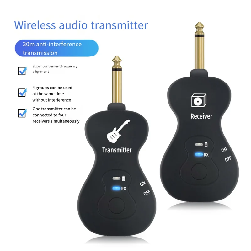 

ABJM-Wireless Guitar System Built-In Rechargeable 4 Channels Guitar Transmitter Receiver For Electric Guitar Bass Parts Accessor