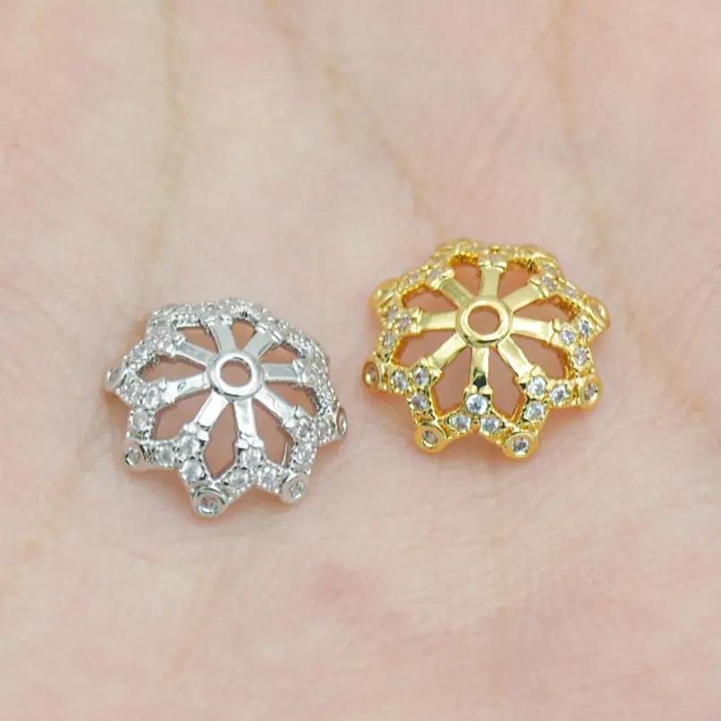 

2Pcs Cubic Zirconia Bead Plated Invisible Setting Full Hole Copper Approx 11x11mm Jewelry Special Gift