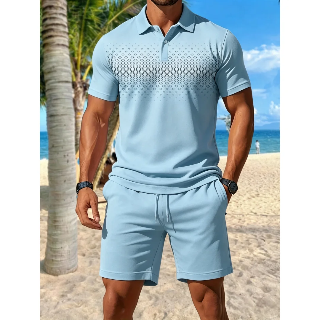 Camisa de Golf de Manga Corta con Cuello para Hombre, Estilo Casual para el Aire Libre, Uso Diario, Ropa de Calle, Verano, Estampado Geométrico 3D
