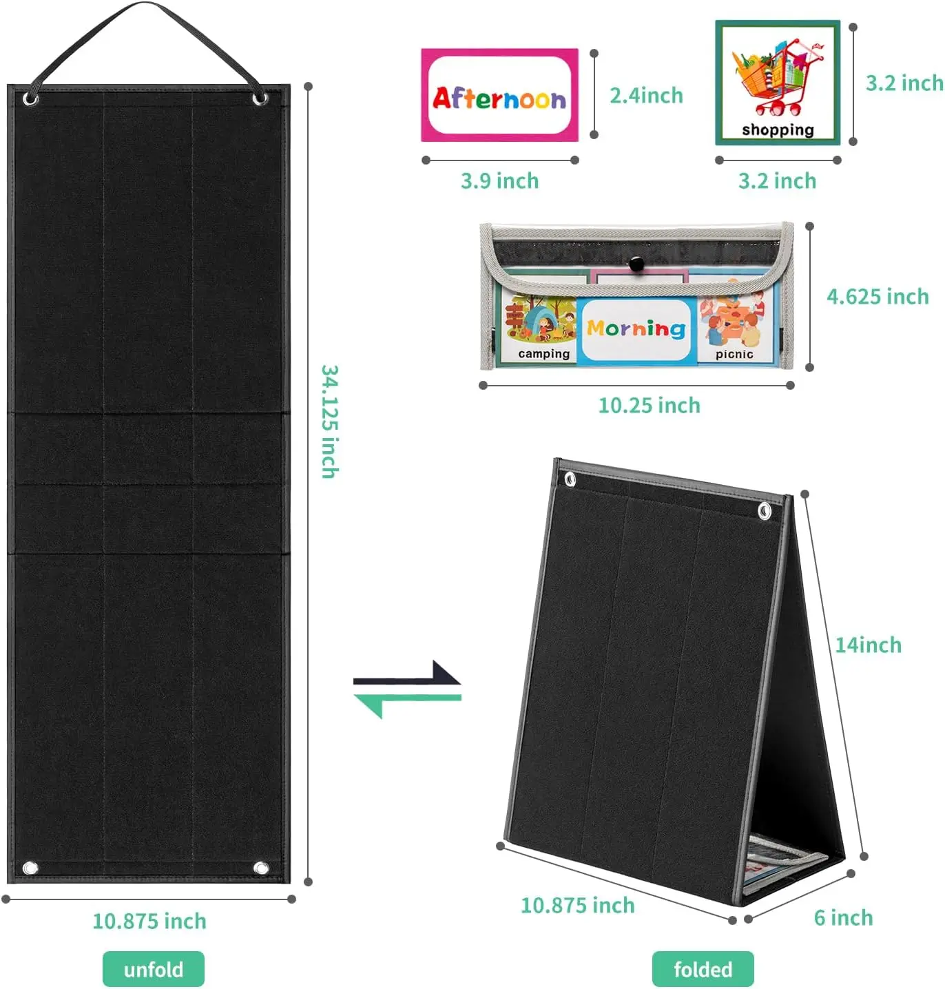 Large Black Visual Schedule Chart with 92 Pcs Cards Daily Schedule Board for Home Visual Behavioral Routine Chore Reward Chart