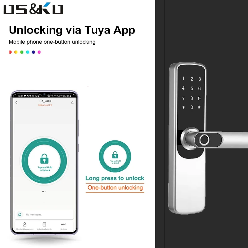 Tuya TTLOCK Biometric Fingerprint Locks Electronic Smart finger print rfid key Card APP Keyless Digital intelligent Door Lock