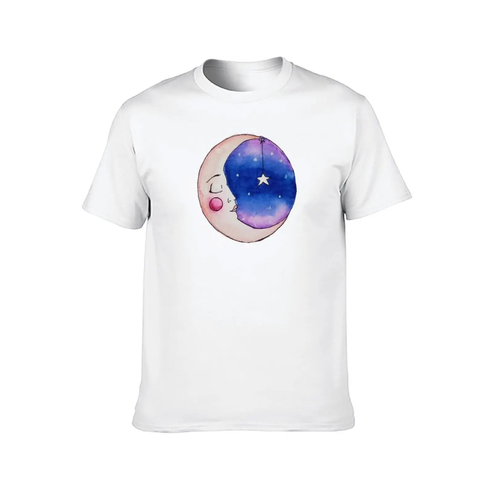Sleeping Moon with Hanging Star T-Shirt cotton tshirt 100% man tshirt T-Shirt