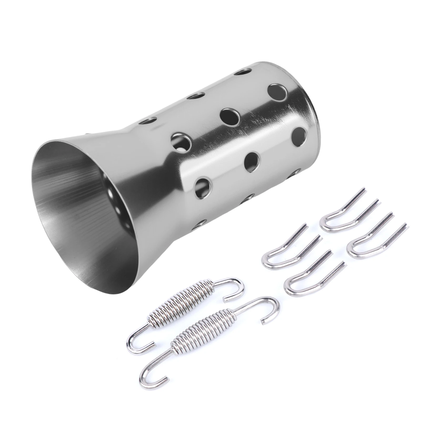 ZSDTRP 50.8/60mm Universal Front Catalyst DB Killer Removable Noise Eliminator with Springs Hooks for Motorcycle Exhaust Muffler