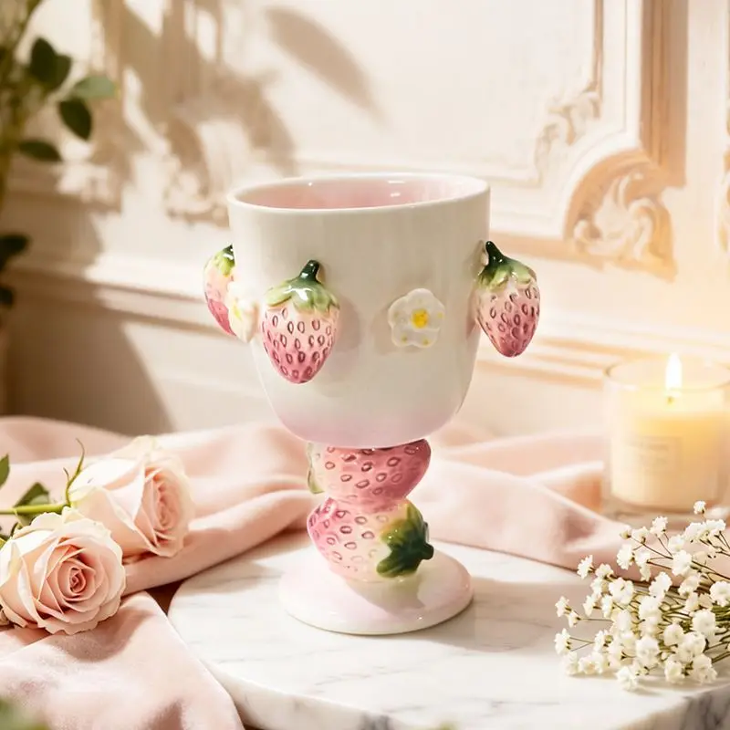 High value ceramic red wine cup water cup Qixi Festival gift for girls wedding souvenir