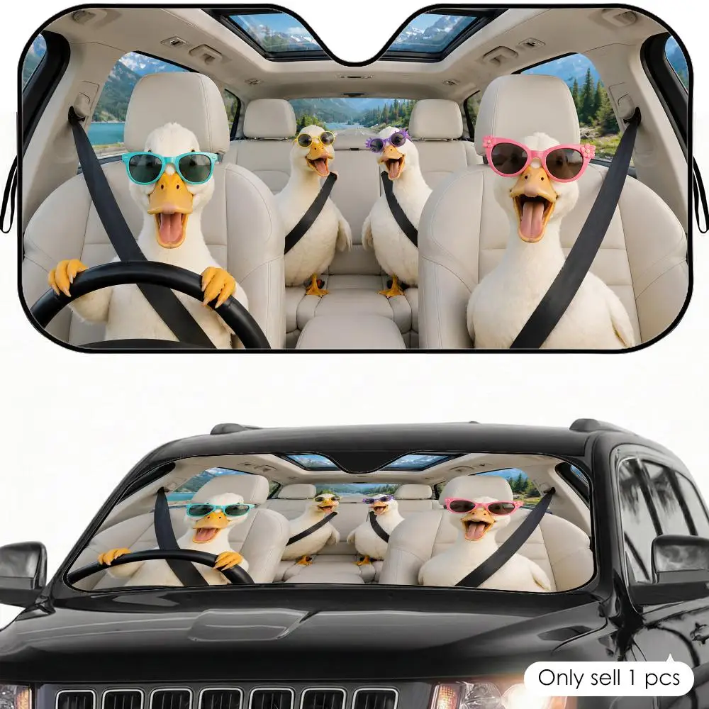 

Silly Duck Color Glasses Sun Visor Car Windshield Sunshade UV Protection Reflective Foldable Heat Insulation Cover