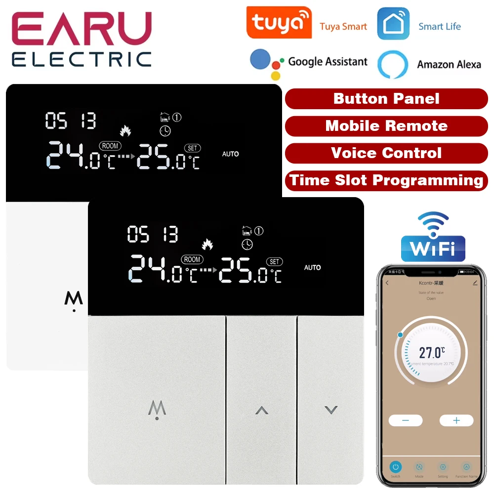 Tuya WiFi Smart Thermostat Electric Floor Heating TRV Water Gas Boiler Temperature Voice Remote Controller for Google Home Alexa