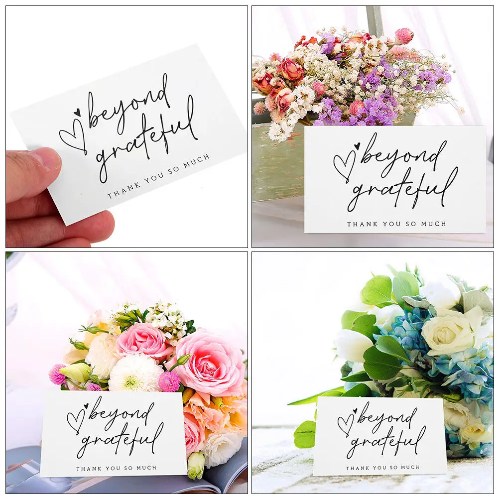 200Pcs White Thank You Cards Bulk Pack Elegant Thick Paper Writable Back for Wedding Baby Shower Small Business Holiday