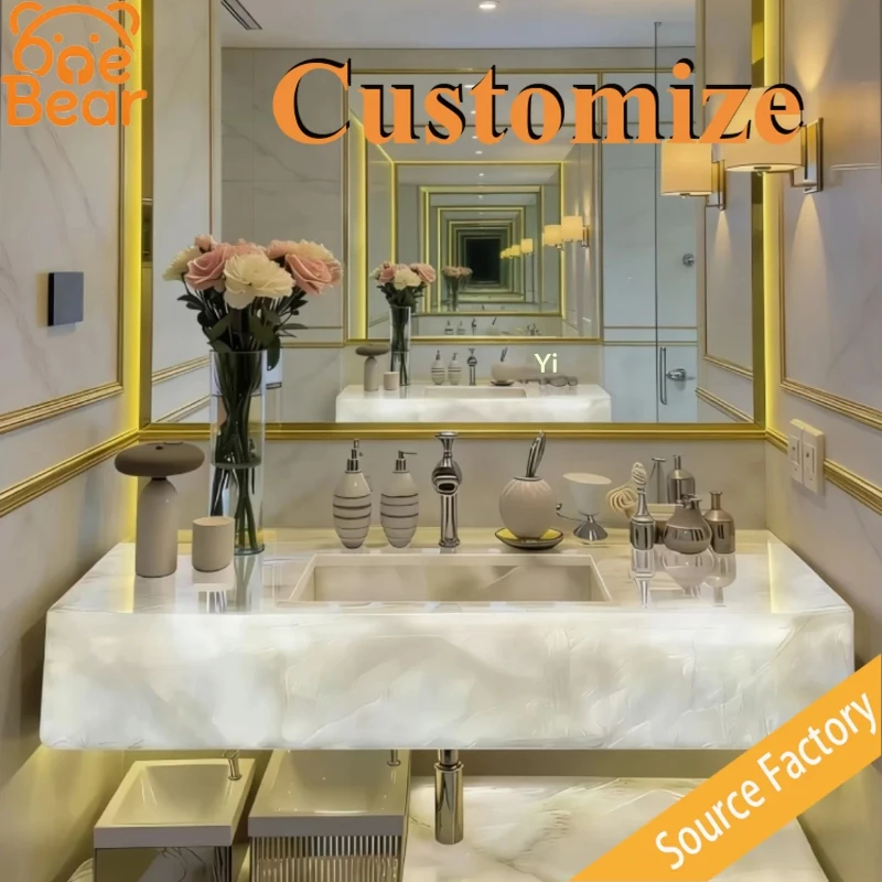 White Marble Vessel Sink Polished Solid Stone Countertop Wash Basin Elegant Rectangular Sink for Bathroom Vanity Decor