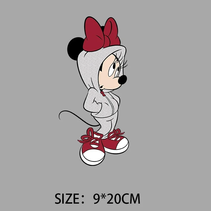 Minnie Mickey Mouse Sports Casual Patches for Clothing on Kids Girls Boys Clothes DIY Garment Hoodies Sweatshirt Disney Patch