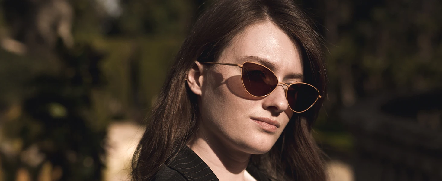 ZENOTTIC Damenmode, kleine Katzenaugen-Sonnenbrille, modisch, schmaler Metallrahmen, polarisierte Sonnenbrille, UV-Schutz für Damen – Detail 2