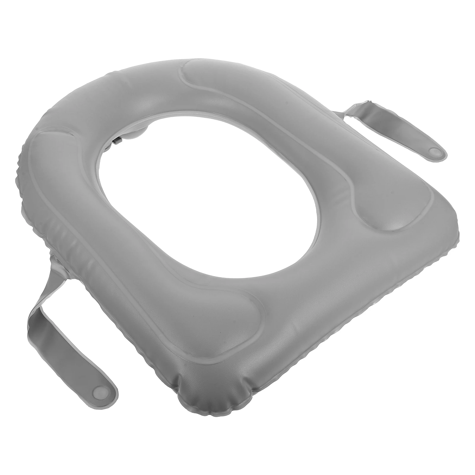 

Inflatable Toilet Seat Cushion PVC Comfort Universal Grey Bathroom Visits Stable Suction Cups Portable Foldable Household