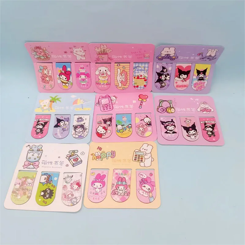 2 set/lot Sanrio Kuromi Melody Cinnamoroll Magnetic Bookmark Cute Book Mark For Books School Office Supplies Stationery Gift