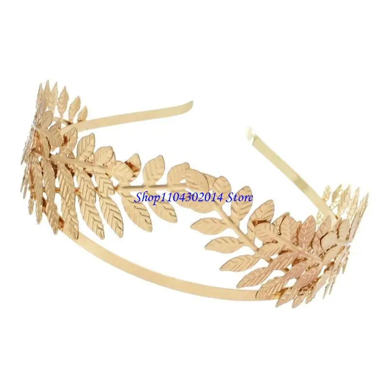 R0JC اليونانية اليونانية الغار القوطية قوطية العائلة Golden ورقة الشعر طوق للعروض الحية #3