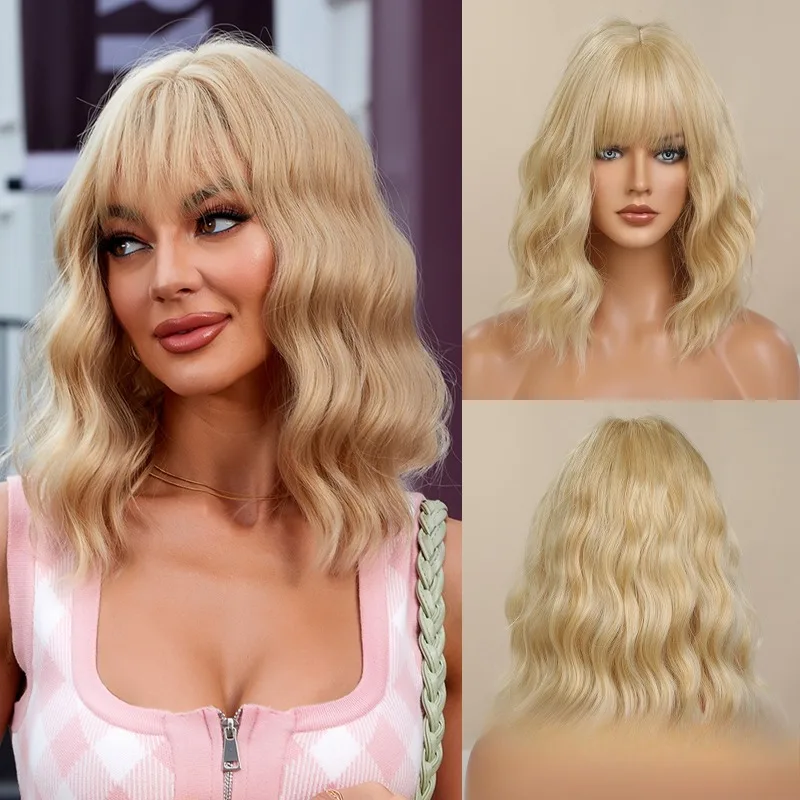 

Cute Girl with Short Wavy Hair and Matte High-temperature Silk, Suitable for Role-playing Party Natural Wig