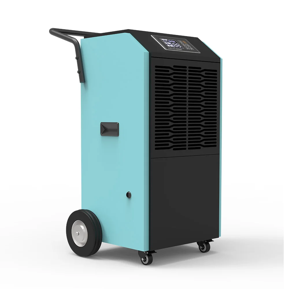 90L/D portable dehumidifier air dryer with handrails and large wheels for large room greenhouse basement laundry room