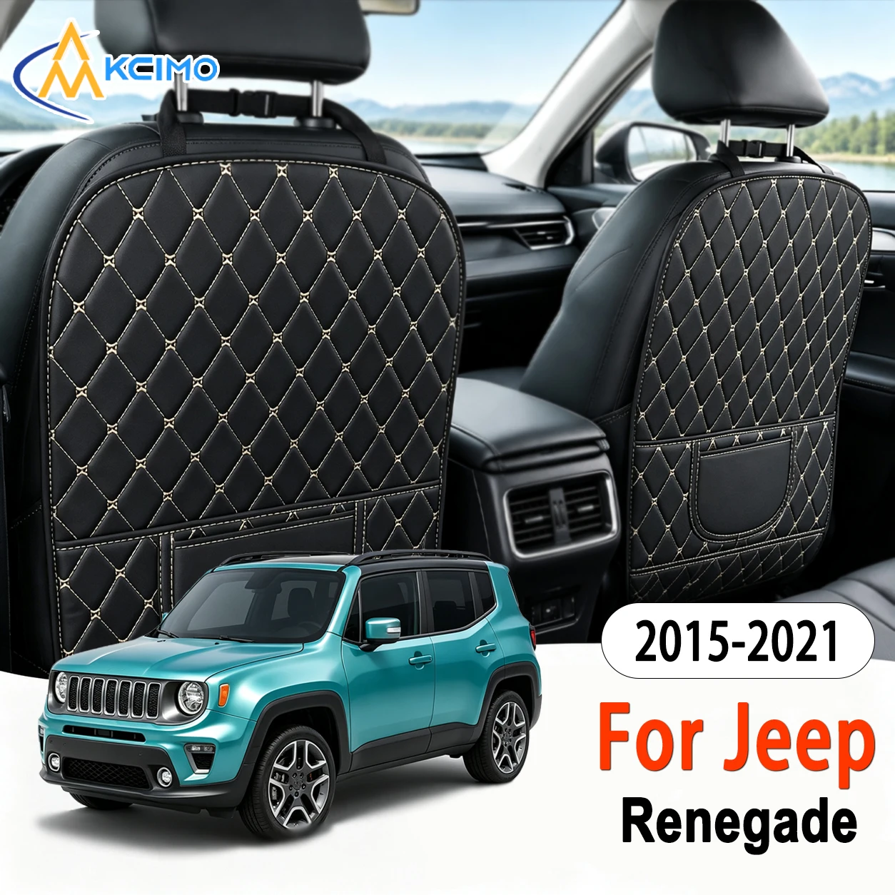 PU Leather Rear Seat Anti-kick Mat For Jeep Renegade 2015-2021 Excellent, Quick Install Easy Clean Car Seat Accessories
