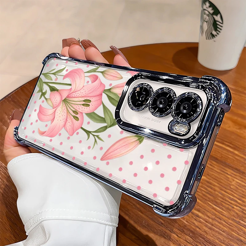 Pink Lilies Flower Pattern Phone Case For Infinix Hot 70 60 Pro Plus 50i 40 10T 11 9 Play 10s NFC Shockproof Soft TPU Cases Capa - view 6