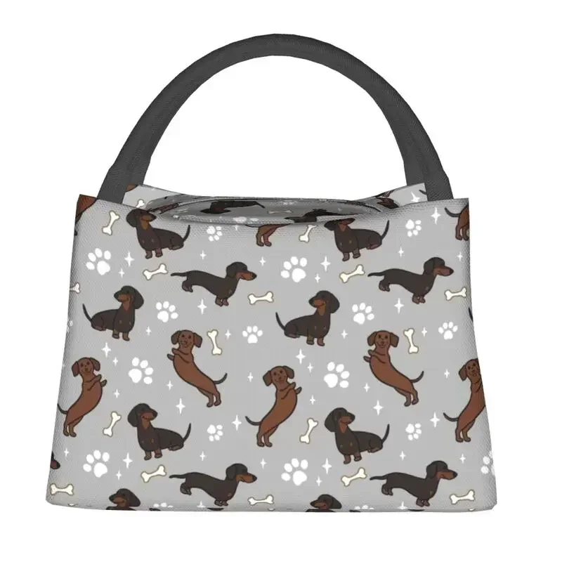 Sac à lunch isotherme Dackel pour femme, boîte à bento thermique réutilisable, glacière, patch chien Wiener gris, camping et voyage, compétitivité