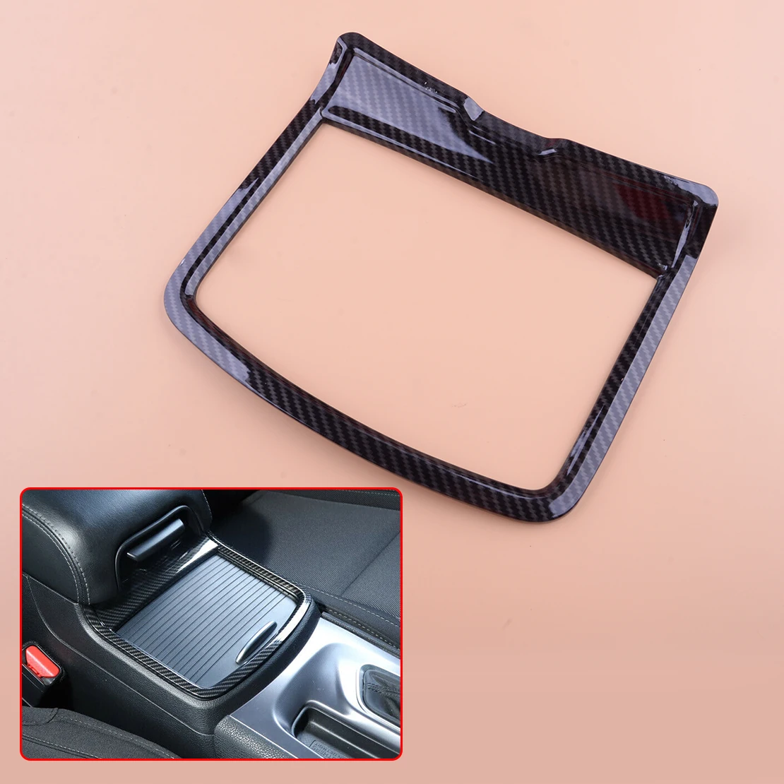 

Car Central Cup Holder Frame Trim Cover Fit for Dodge Charger 2011-2016 2017 2018 2019 2020 2021 2022 Black Carbon Fiber Style