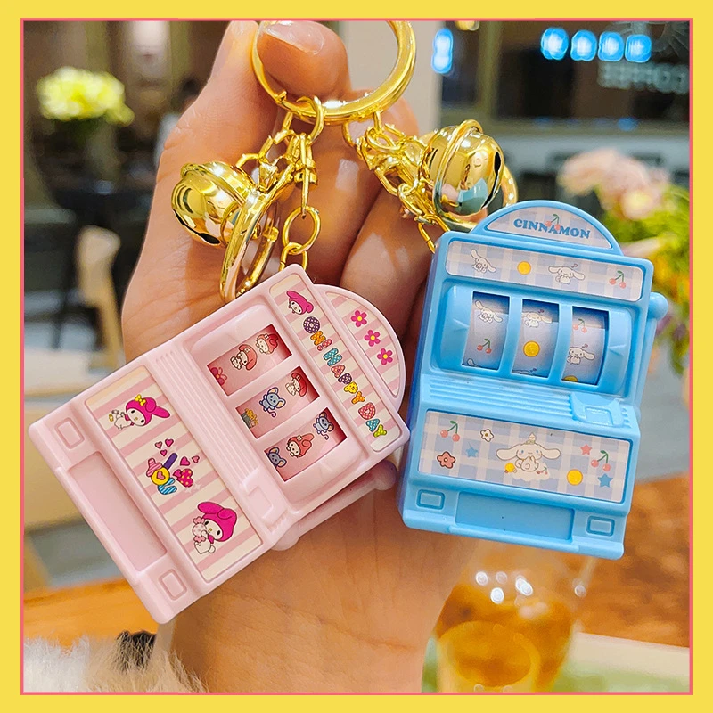 New MINISO Cartoon Sanrio Lottery Machine Keychain Cute Kuromi Fun Shake Joy Keychain Bag Pendant Children's Gift