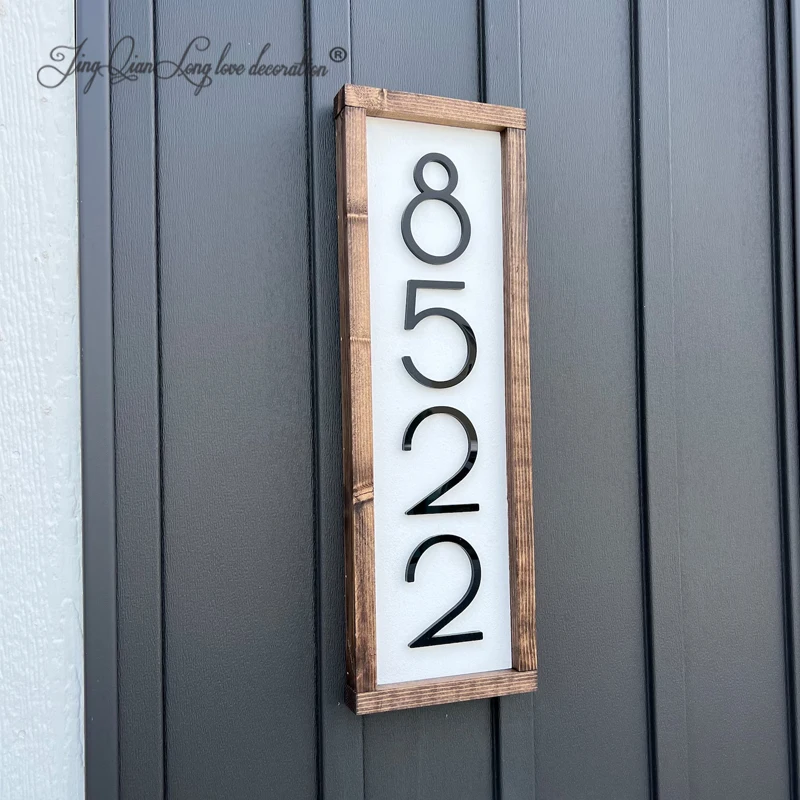 Custom Vertical House Number Sign: Modern Farmhouse Address Plaque