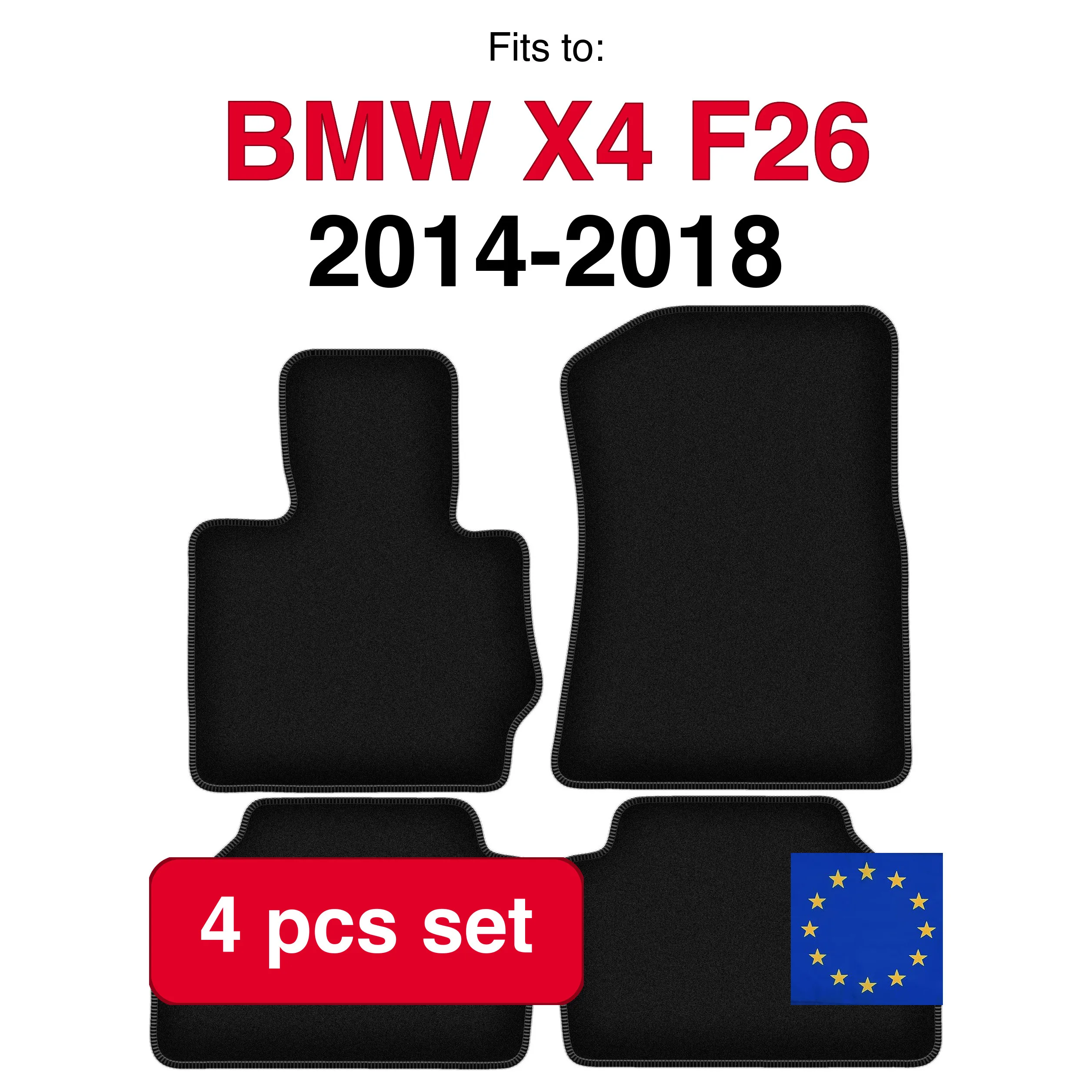 Velour tapijtset voor BMW X3 F25 SUV (2010-2017) - Zwart (4 stuks) in de auto passende automattenset