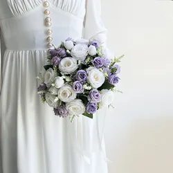 Ramo de flores de boda para damas de honor, ramillete de graduación de rosas de tela, accesorios de centro de mesa de boda