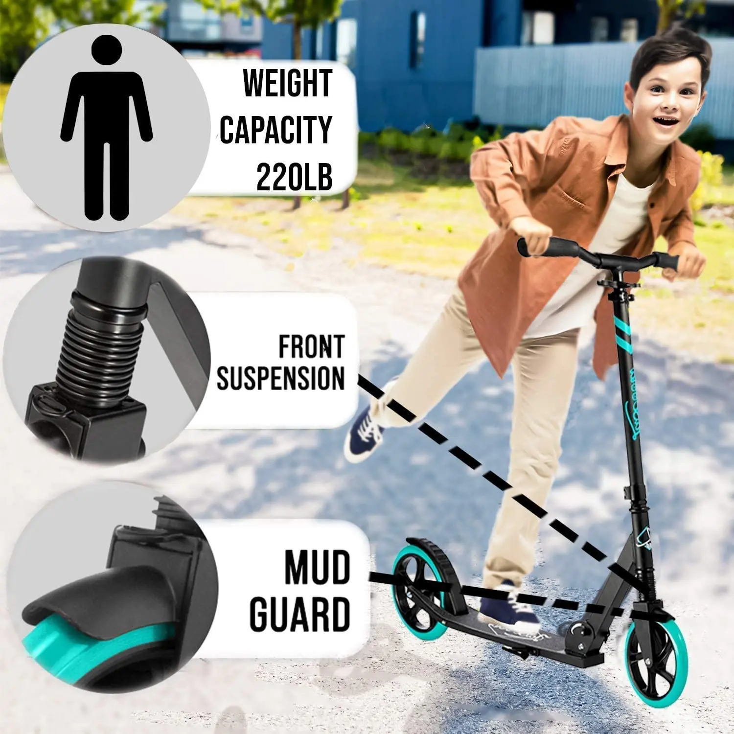 STLF أفضل بائع أمازون سكوتر الكبار مع تعليق الألومنيوم للطي ركلة التزلج عجلات كبيرة سكوتر