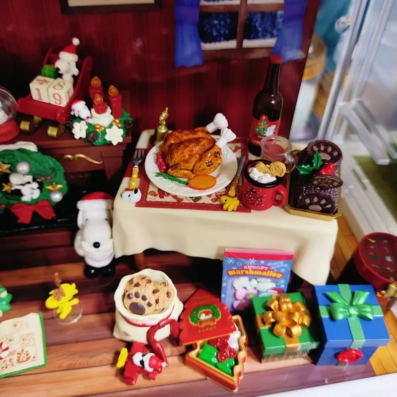 Originale Re-ment Notte di Natale Figura Padre Natale Scena della stanza familiare Kawaii Action Figure Collezione Ornamenti Modello