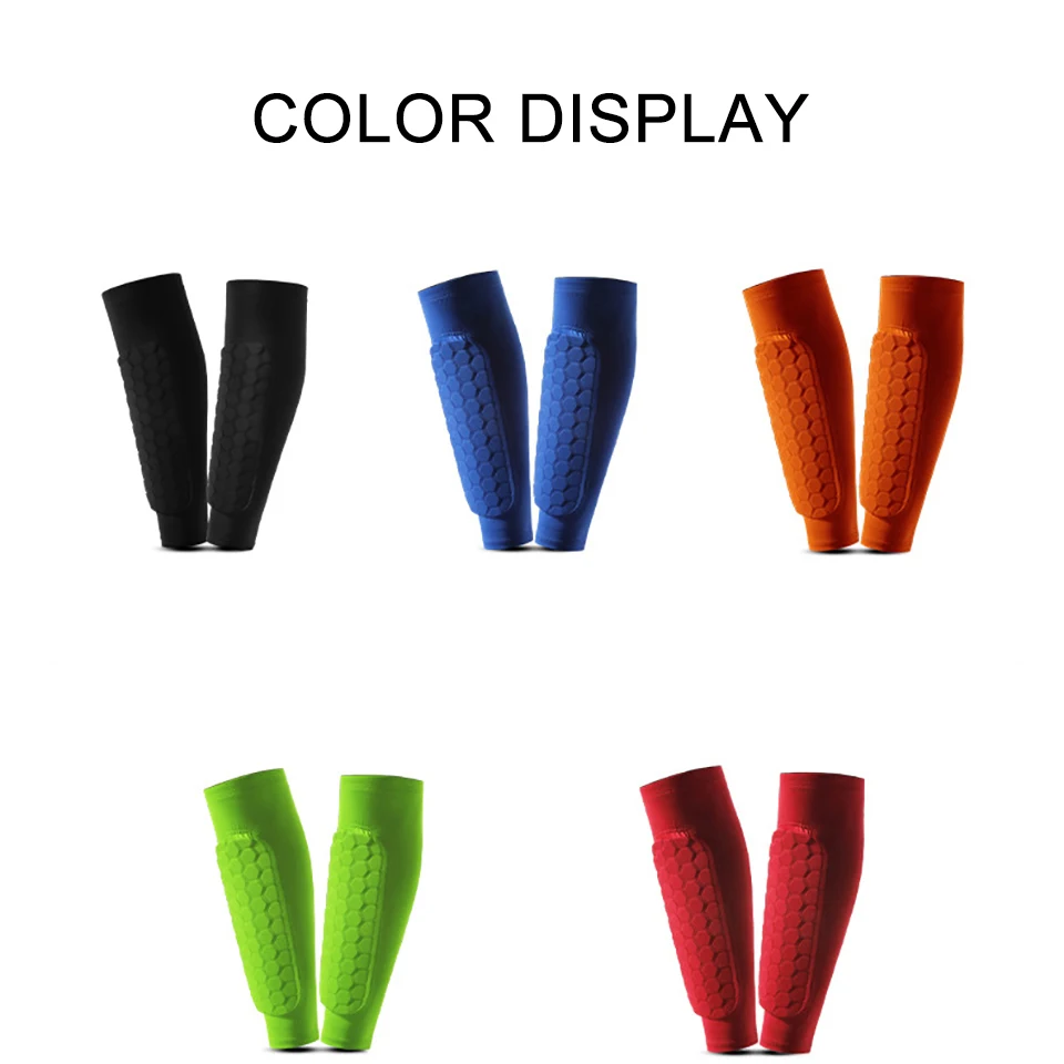 1Pcs Football Shin Guards Soccer Honeycomb Anti-collision Compression Legwarmers Sports Legging Gym Leg Calf Sleeves Women Men