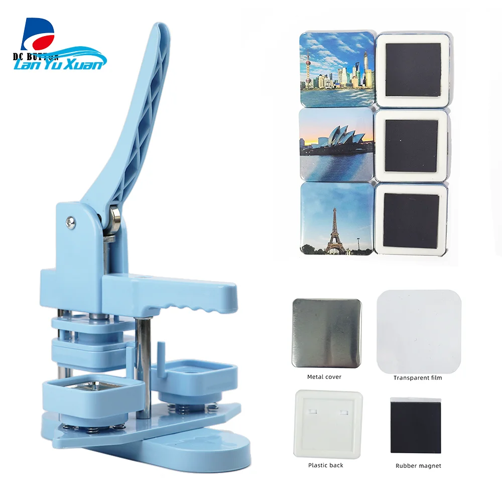 

50*50mm 2inch Blue Square Photo Magnet Fridge Magnet Making Machine Kit Including 100 Pcs Magnet Materials