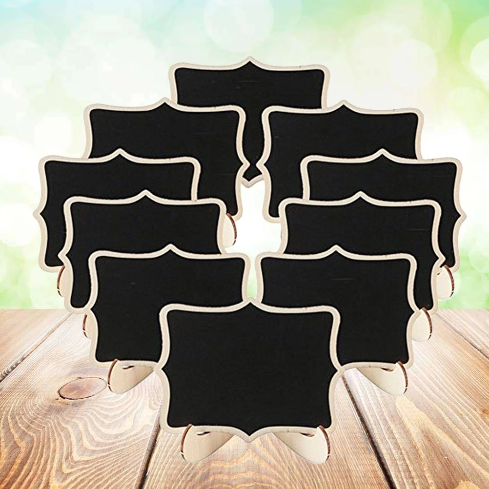 

12 Pcs Lace Display Board Mini Chalk Boards Small Chalkboard Black with Stand Tabletop Blackboard Wooden Signs