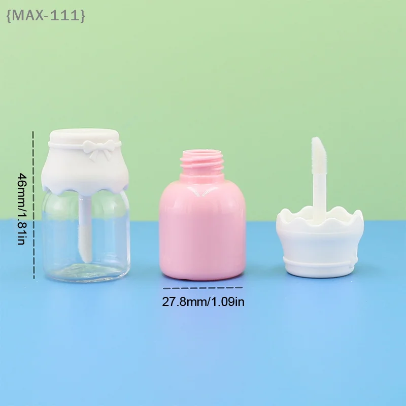 【F2-MAX111】8ml Cute Milk Bottle Lip Gloss Tube - Transparent Pink Empty Bottle Lips Glaze Sample Container Travel Makeup Packagi view 6