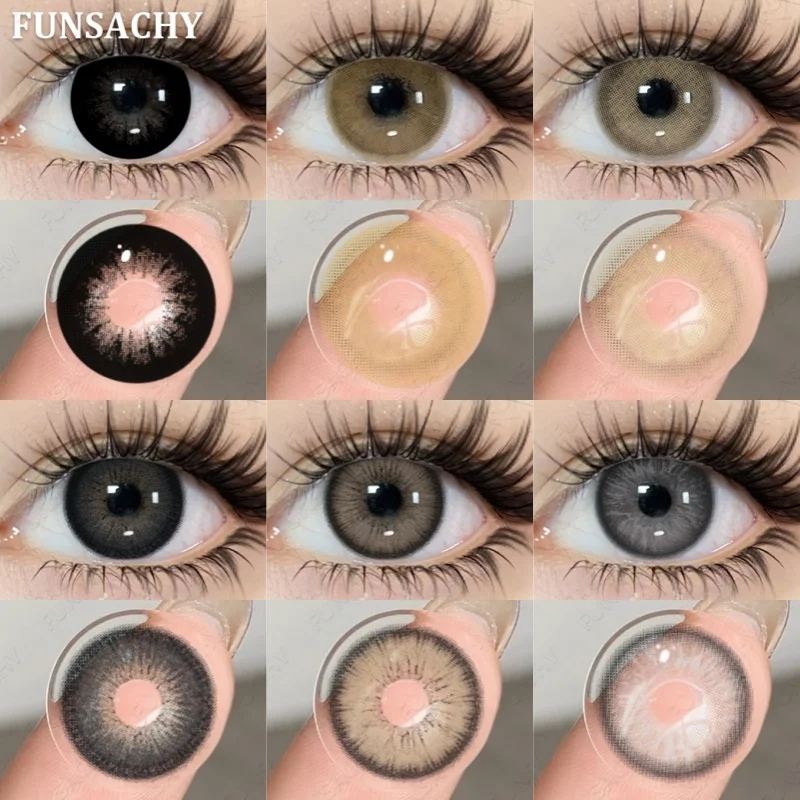 FUNSACHY 1 Paar natürliche graue Farbkontaktlinsen, Puppen-Schwarz-Großaugen-Kontaktlinsen, Make-up-Kosmetik, jährlicher Gebrauch, blaue Farblinsen
