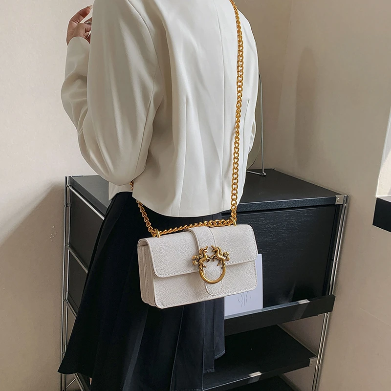 High Quality Leather Women Bag Luxury Designer Shoulder Bag Famous Brand Crossbody Bag Chain Handbag Square Ladies Casual Totes