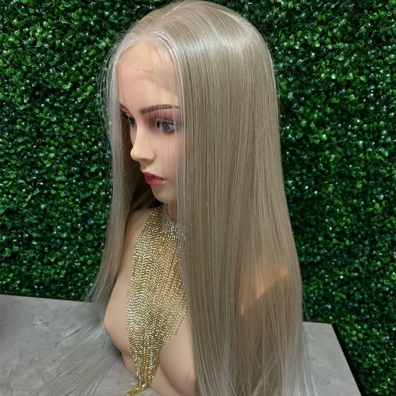 13X4 Lace Wig Long Straight Hair Synthetic Lace Front Wigs for Women Ash Blonde Wigs Synthetic Heat Resistant Party Cosplay Wigs