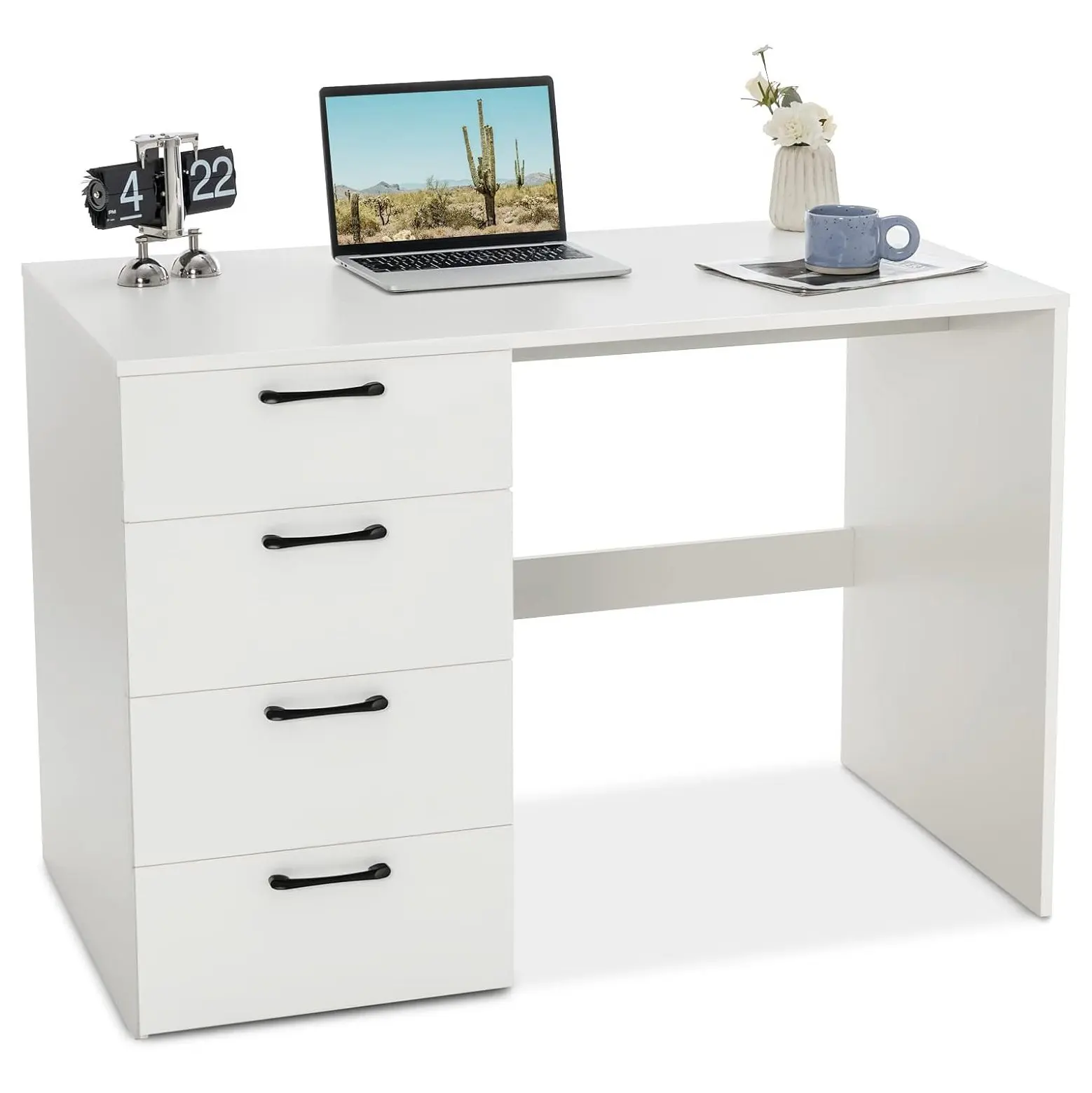 Escritorio con 4 cajones para niños pequeños, mesa de oficina moderna, PC para dormitorio, estudio, 110x60x76cm