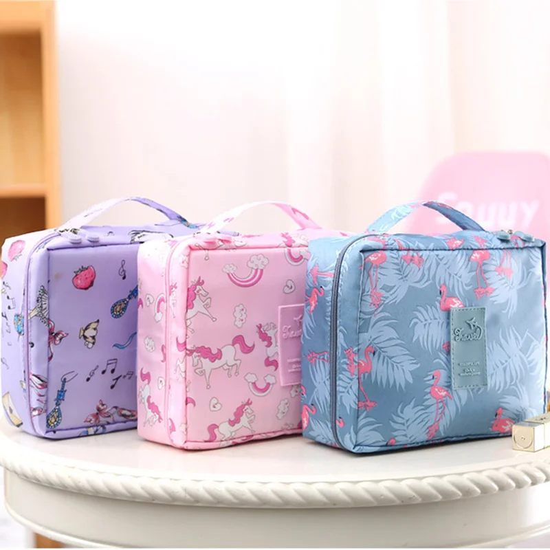 2022 Flamingo Unicorn Flower Cosmetic Storage Bag Travel Bag Makeup Organizer Skincare Storage Zipper Bag