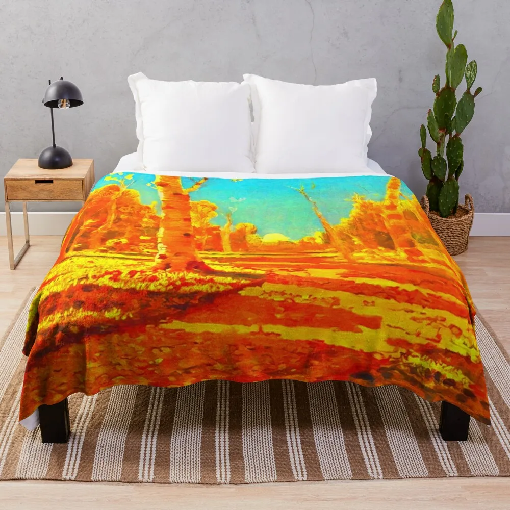 A Birch Grove By Arkhyp Kuindzhi Vibrante Edition Throw Blanket Single Tourist Bed Flannels Blankets