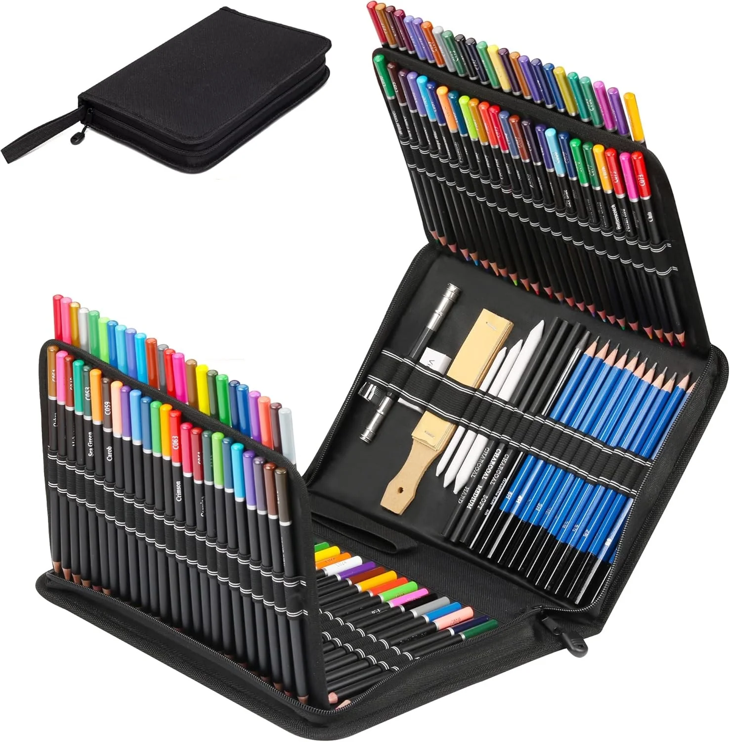 146pcs Professional Drawing Kit - Includes Charcoal, Colored Pencils, Graphite, Watercolor, and Sketchbook