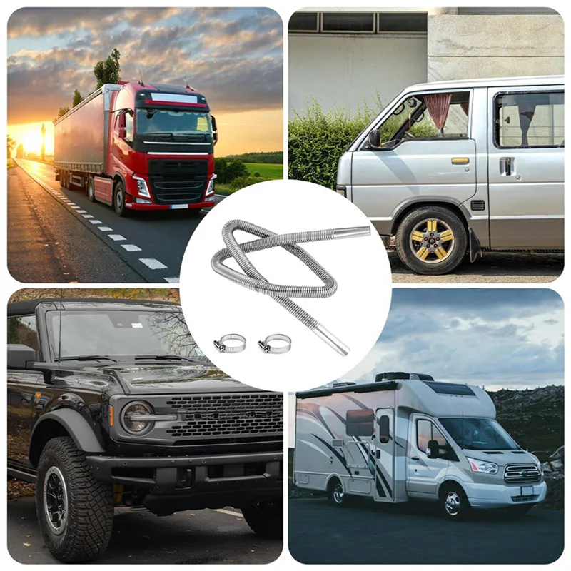 AA49 2 مجموعة 59 بوصة سخان العادم الأنابيب، 1 بوصة القطر الداخلي أنابيب العادم المرنة الفولاذ المقاوم للصدأ